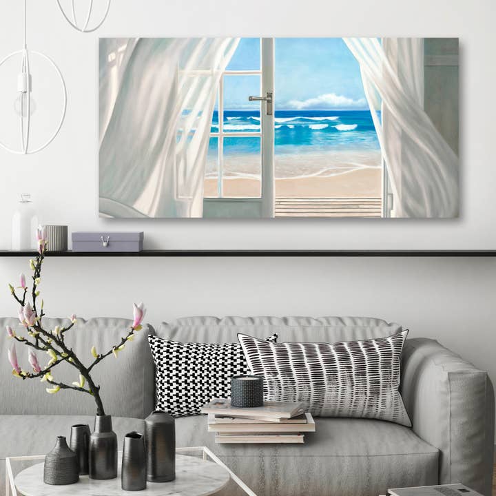 Trompe-L'oeil painting: Benson, Window on the Beach for wholesale by Selected Artworks Italia
