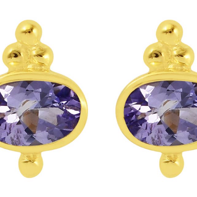 POMEGRANATE - Wholesale Stud/Post Earrings - Darcie Iolite Stud Earrings