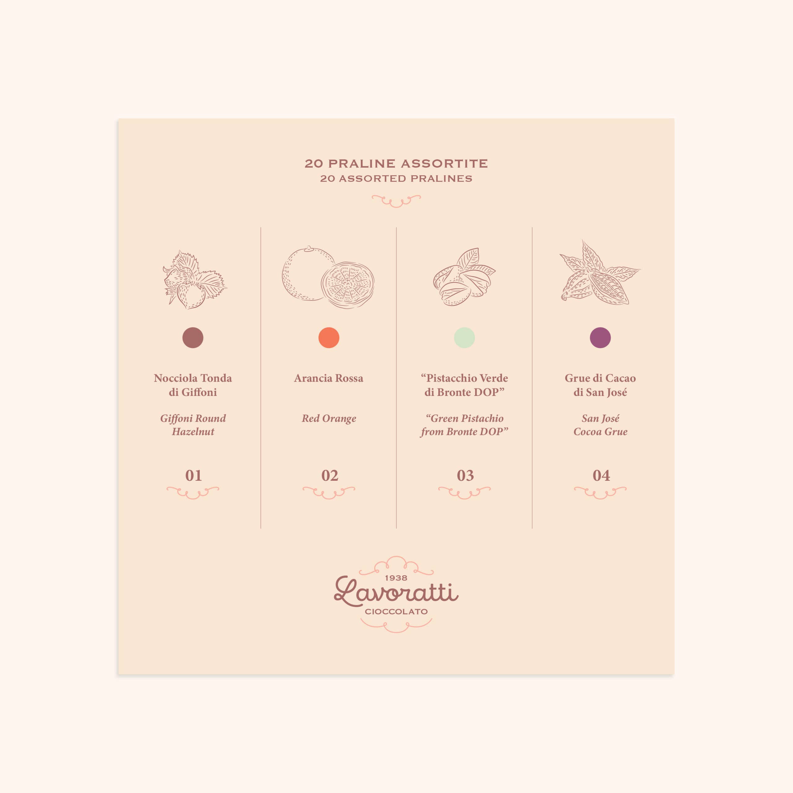Cioccolato Lavoratti 1938 - Vente Boîtes de chocolats - Pralines au chocolat assorties 20 pièces, boîte à chocolat11