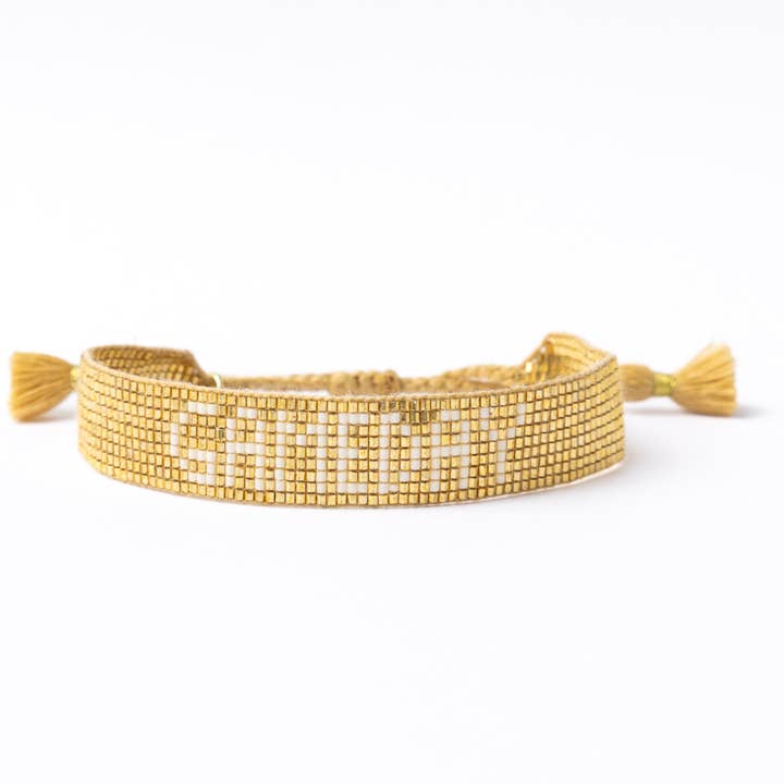 Game Day Adjustable Beaded Bracelet Gold Wholesale for wholesale by INK + ALLOY