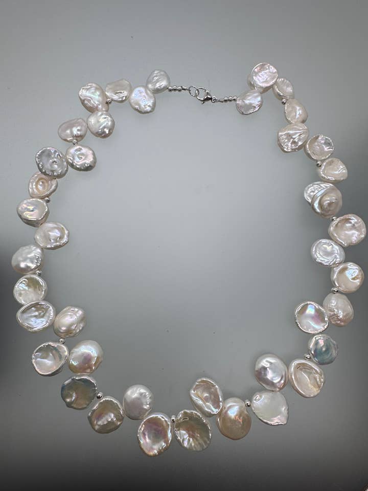 Collana di Perle Keshi d'Acqua Dolce e Argento per la vendita all'ingrosso da parte di Morgan McGeehan Designs