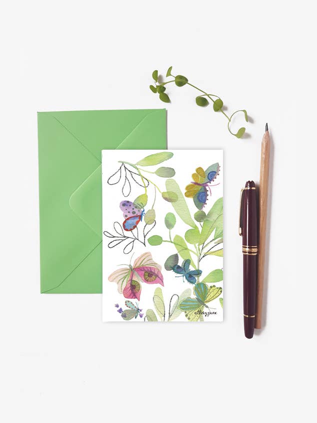 Surreal botanisk vykort "Garden of Eden" detalj 1 för wholesale av Thévy Guex