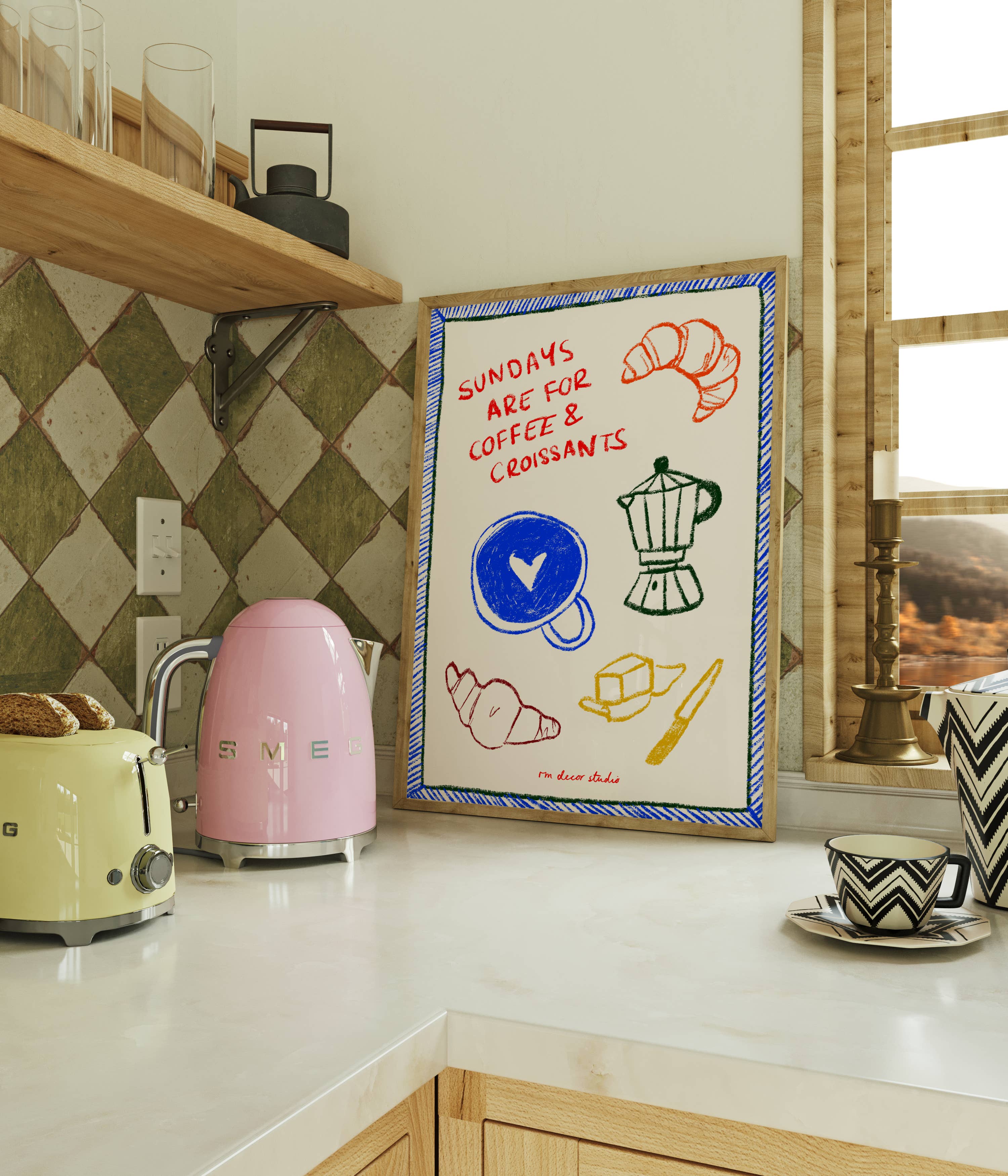 RM Decor Studio – wholesale Konsttryck – Söndagar är för kaffe och croissanter Skriv ut