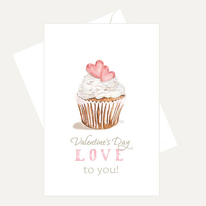 Valentine's Day LOVE To You - Cupcake Heart Friendship Card for wholesale by Bellflower Girl