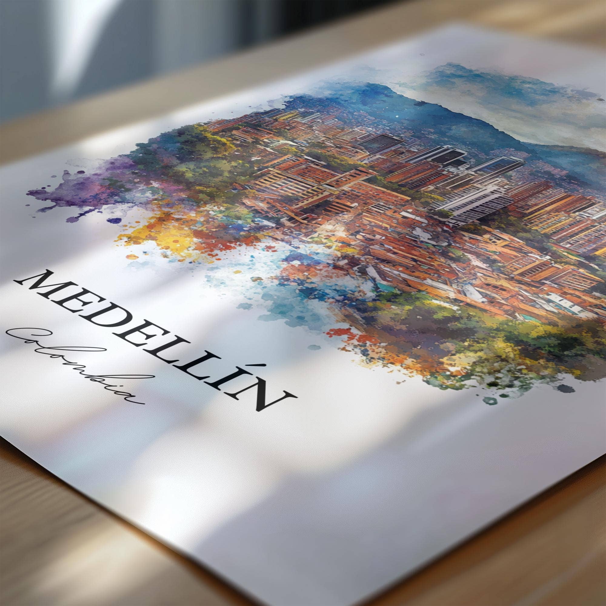 Premium Travel Art - Wholesale Art Print - Medellín Wall Art, Colombia Print, Colombia Watercolor Art, Medellín Colombia Gift, Travel Print, Travel Poster, Housewarming Gift1
