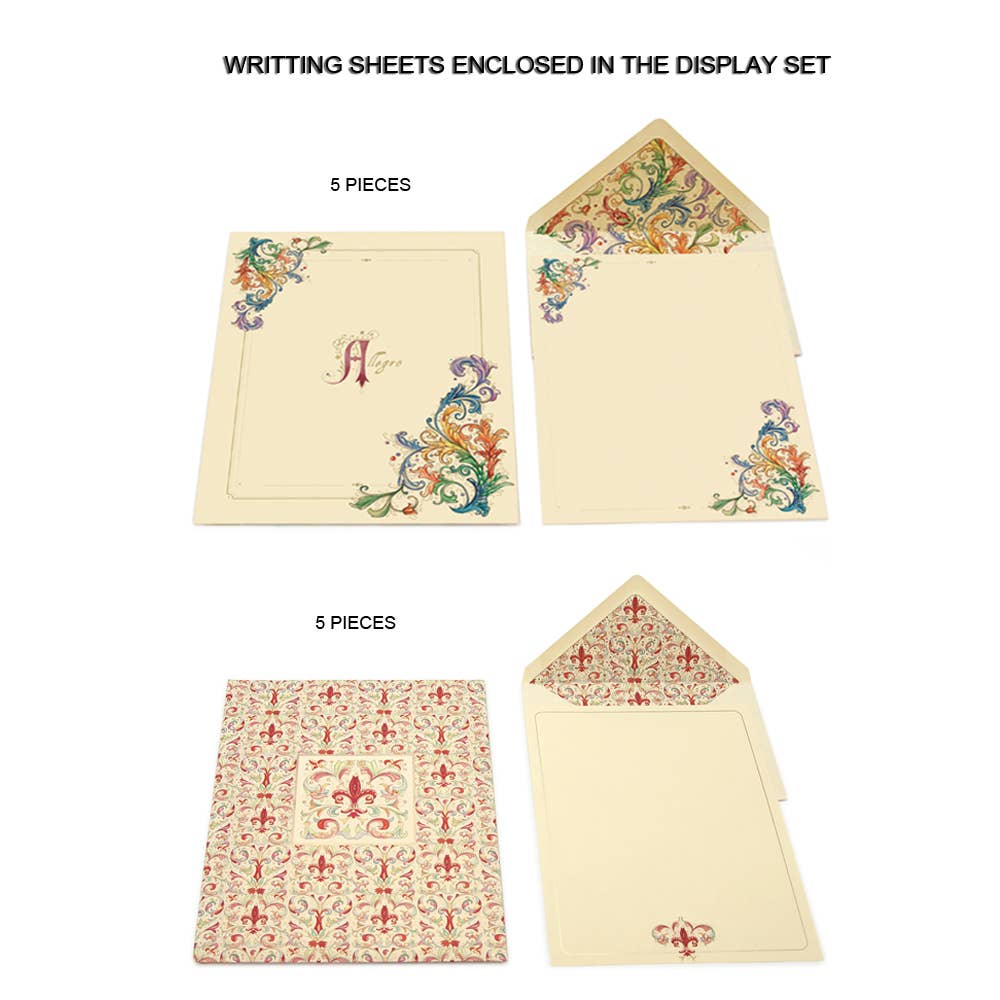 San Lorenzo Design - Wholesale Stationery/Notecard Set - Stationery Set with Wooden Display (125 Pieces)2