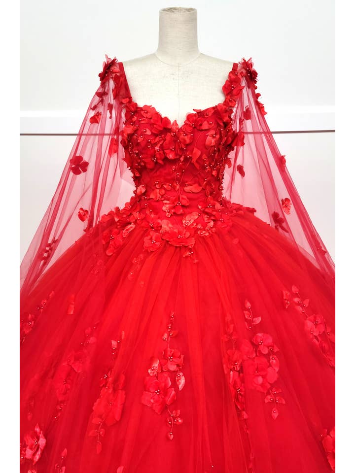 Chicas - Venta al por mayor Vestido de fiesta - Mujer - Vestido de Quinceañera con Flores y Capa Dividida CHF301823