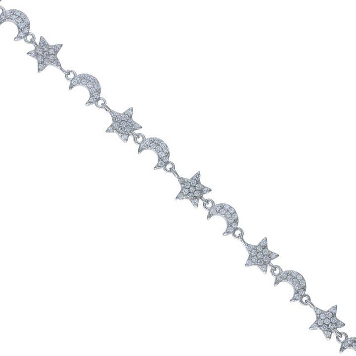 Sterling Silver Bracelet Moons and Stars for wholesale by Las Joyas de Amanda