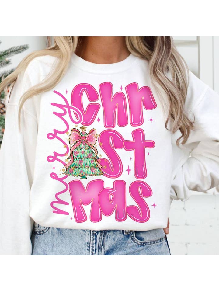 NVC Ecommerce LLC - Wholesale T-Shirt (Graphic) - Women's - Coquette Christmas Shirt, Merry Christmas Tree Sweatshirt2