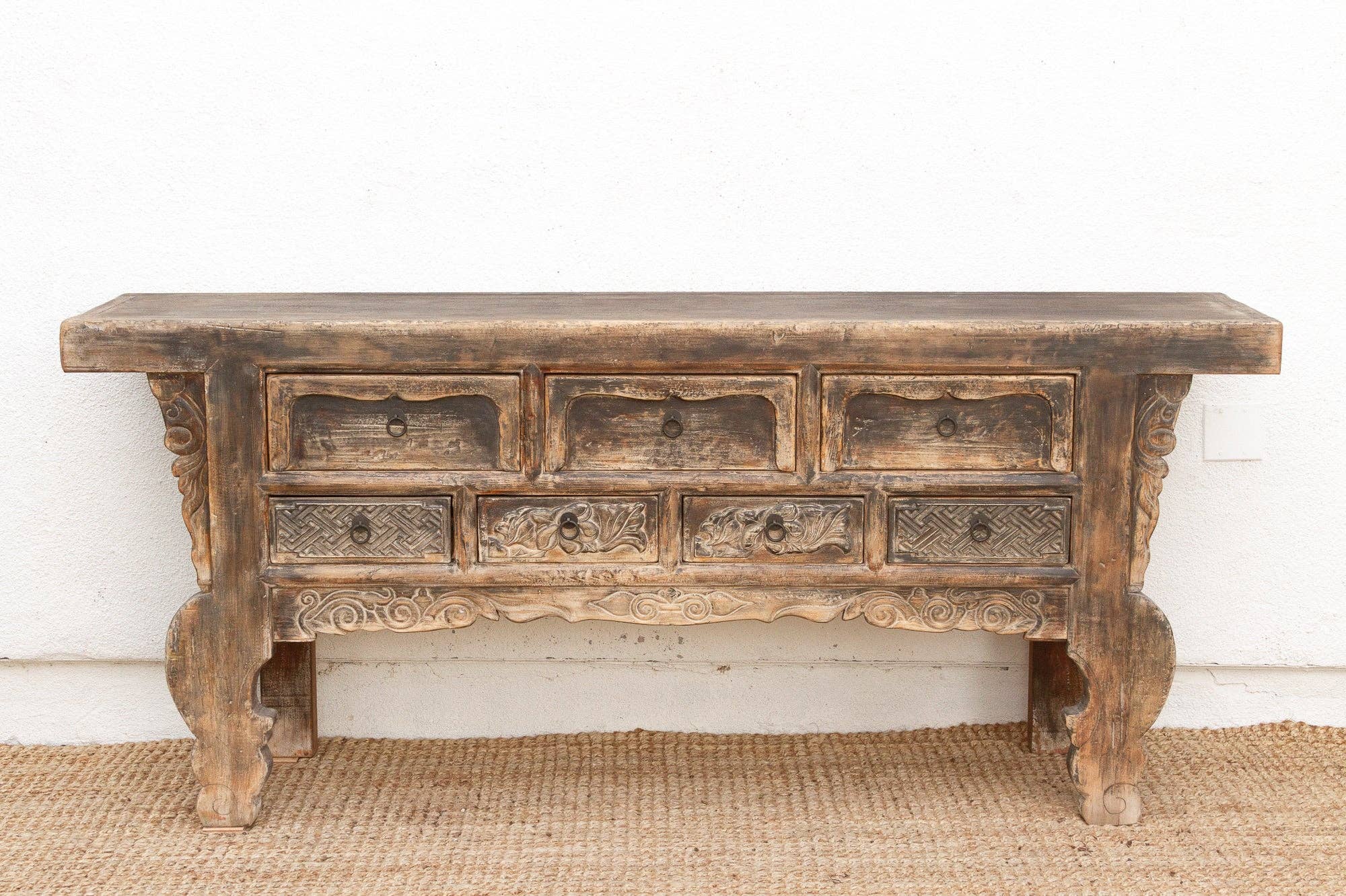 De-cor - Wholesale Console Table - Oriental Sanctuary, Antique Carved Altar Table1