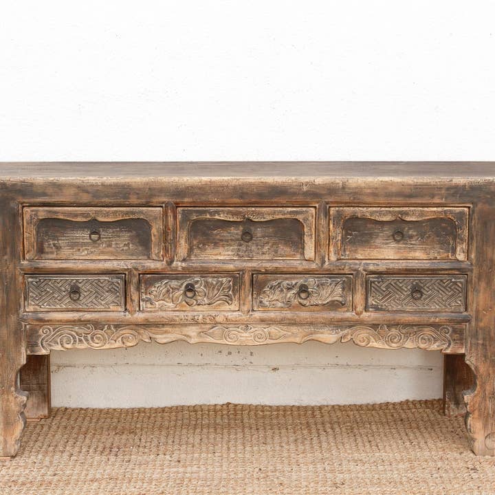 De-cor - Wholesale Console Table - Oriental Sanctuary, Antique Carved Altar Table1