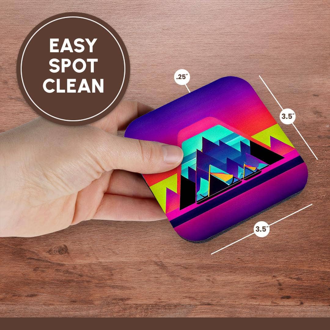 3dRose - Vente Sous-verre - 3dRose, Art abstrait cool de tentes colorées, montagnes. Cadeau pour campeur heureux, Dessous de verre13