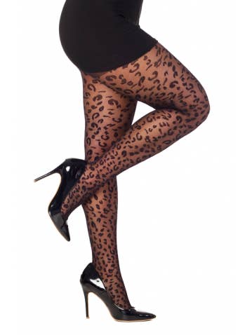 Black Sheer Leopard Tights for wholesale on Faire