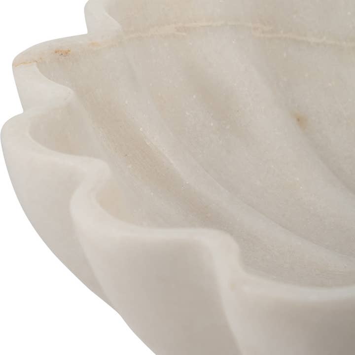 Sagebrook Home - Wholesale Decorative Plate/Dish/Bowl - White 12 in. Marble Round Veined Shell-Shaped Bowl