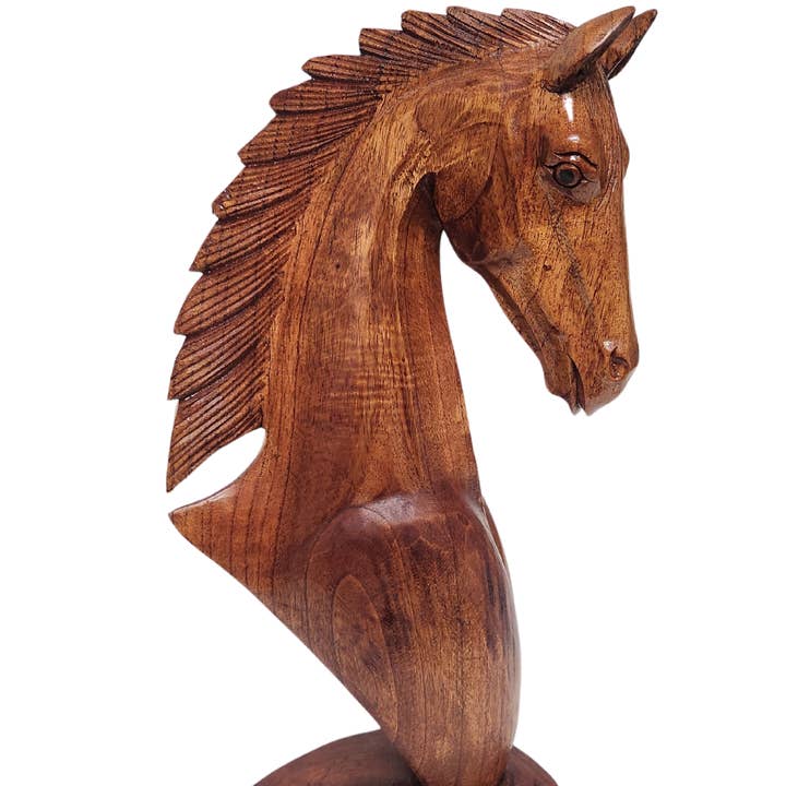 White Elephant - Wholesale Decorative Figurine - 20" Horse Head Bust Solid Wood0