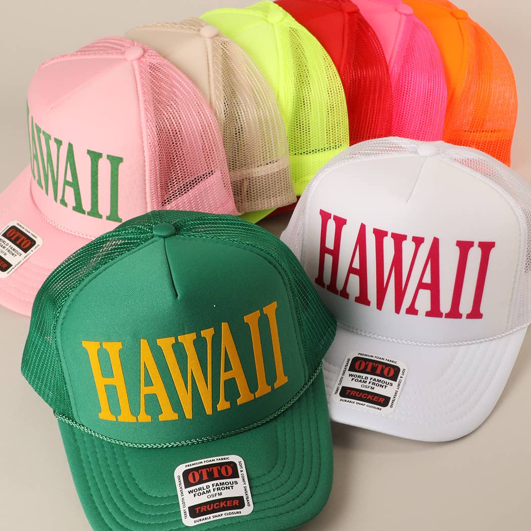 Fashion City - Wholesale Trucker Hat - Unisex - HAWAII Text Printed Mesh Back Foam Trucker Hat28