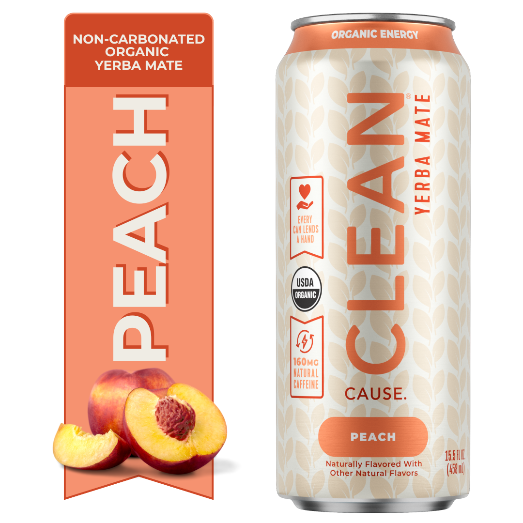 CLEAN Cause - Wholesale Iced Tea -  Organic Peach Non-Carbonated Yerba Mate Tea – 12-pack Cans2