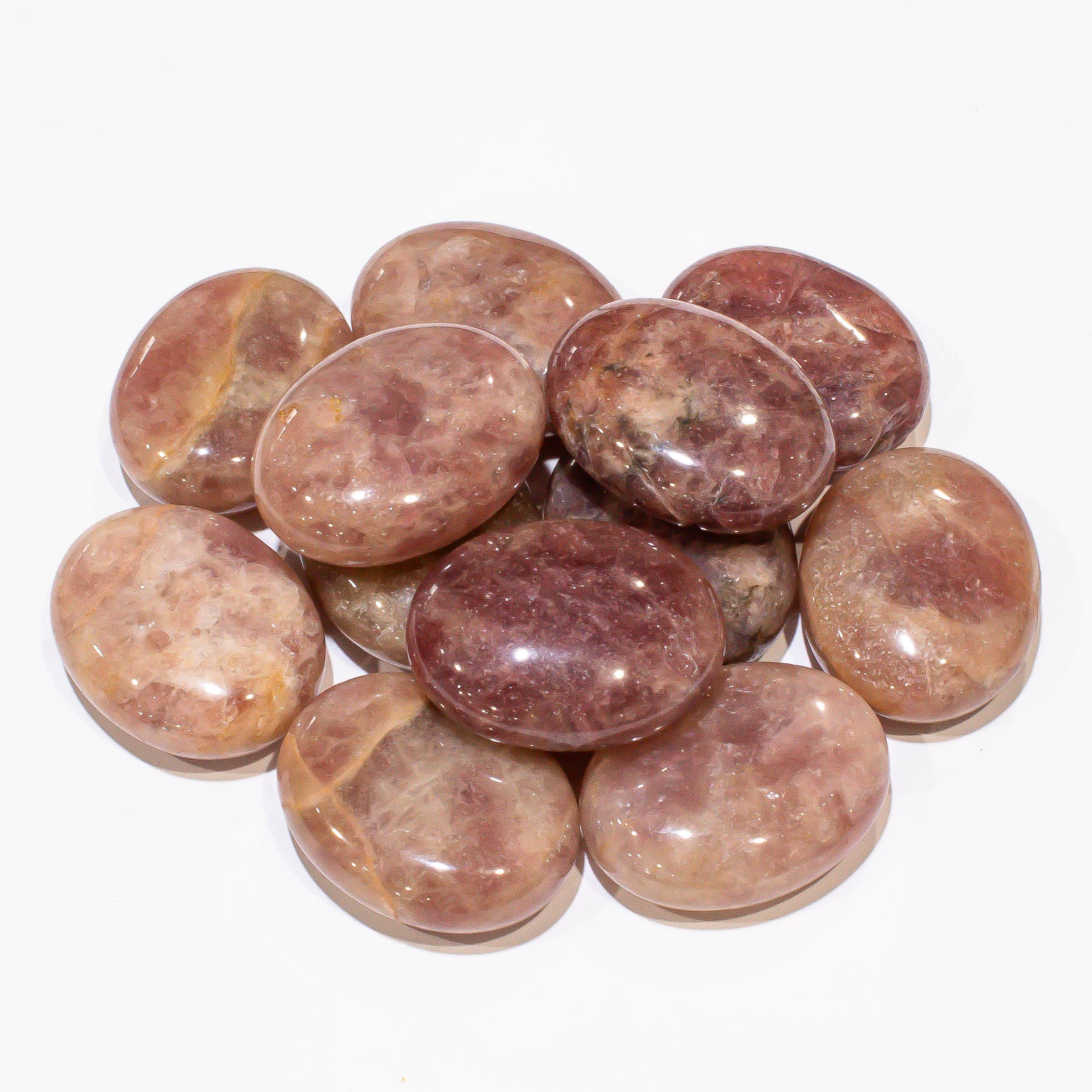 Quasar Gems USA - Wholesale Spiritual Stone/Crystal - Strawberry Quartz Pillows/ Palm Stones 1kg/ 2.2lbs2