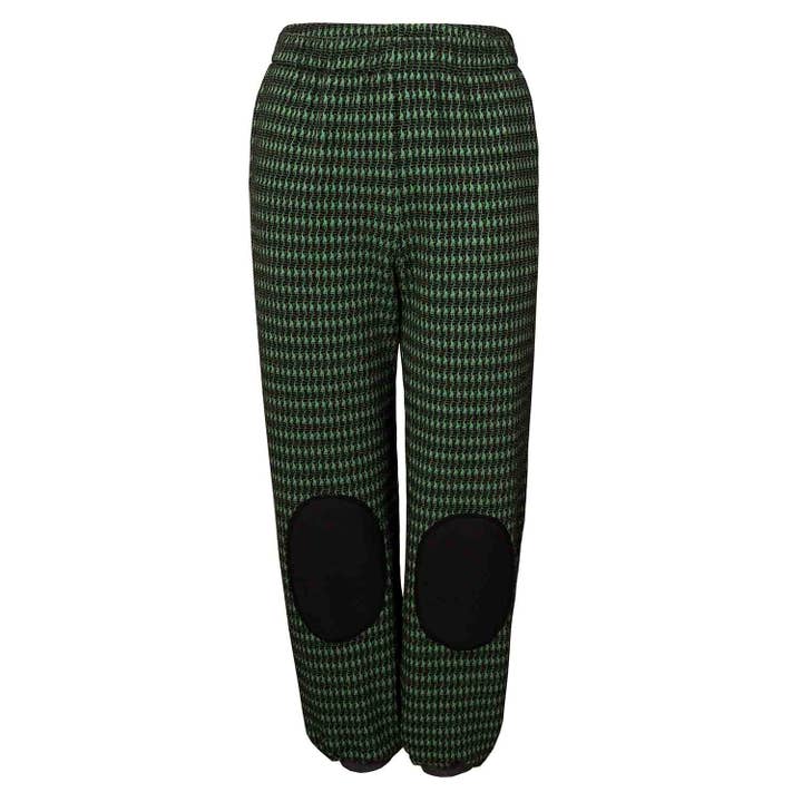 Infantium Victoria - Vendita all'ingrosso Pantaloni - Bambini - Pantaloni per bambini pied de poule nero e verde con toppe sulle ginocchia