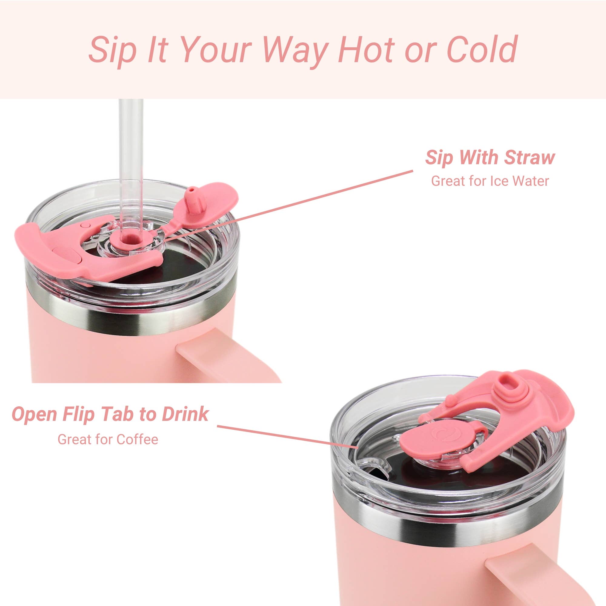 Drinco - Vendita all'ingrosso Bicchiere/tazza termica - Bicchiere termico Drinco BigSur da 40 oz e 30 oz con manico, cannuccia e coperchio flip20