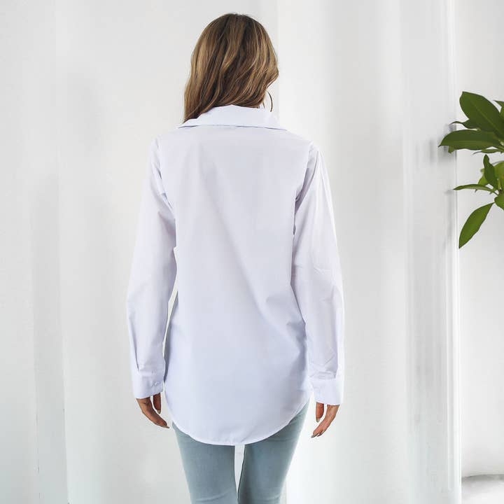 HIDDENBRAND - Wholesale Button Down Shirt - Women's - Cotton Long Sleeve Medium Length Shirt Women7