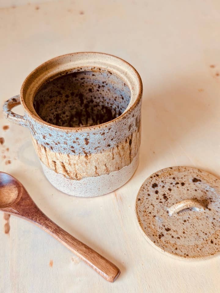 SOFT TIDE SALT POT WITH WOODEN SPOON for wholesale by RIA Studio pottery