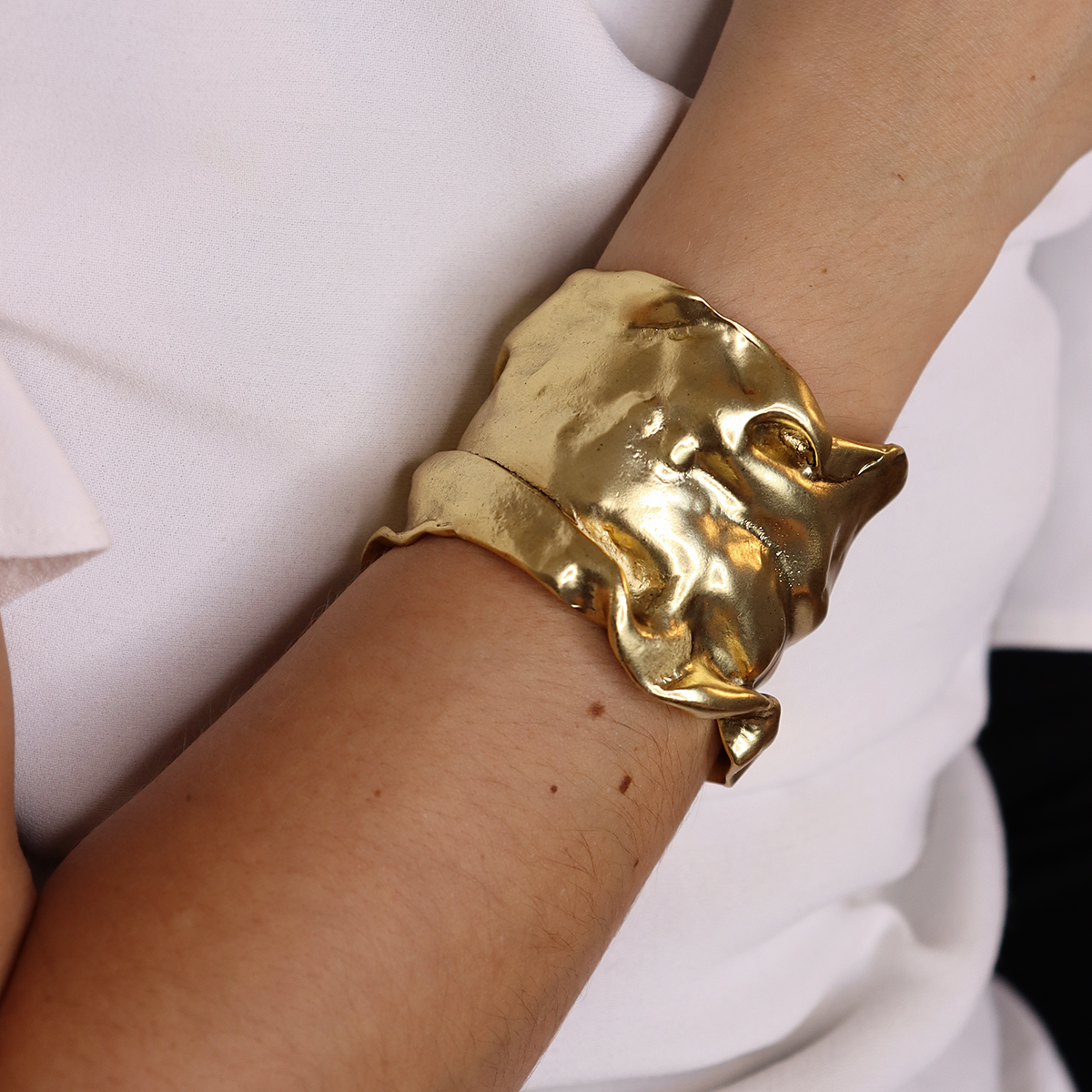 KARINE SULTAN - Wholesale Cuff Bracelet - Trendy Crumpled Foil Cuff Bracelet - Stylish Statement Piece7
