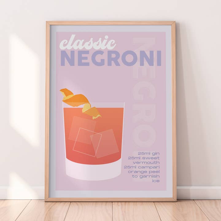 Recette de cocktail Negroni Imprimer pour la vente par Alaina Creates