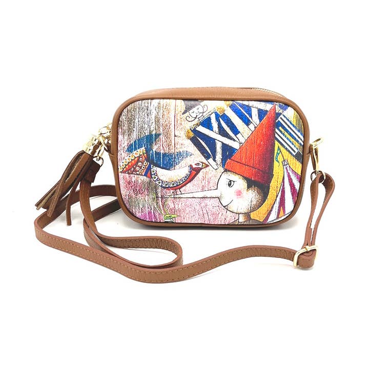 Printed genuine leather shoulder bag, Made in Italy, art. 112480 for wholesale by Suie Valentini srl