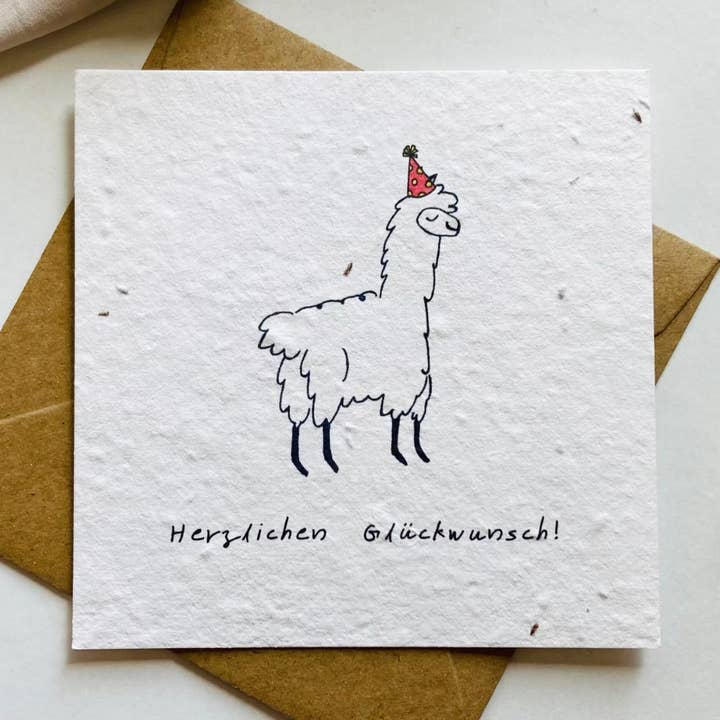 Einpflanzbare Glückwunschkarte | Samenkarte | Lama für den Großhandel von BlühWerk Papeterie OG