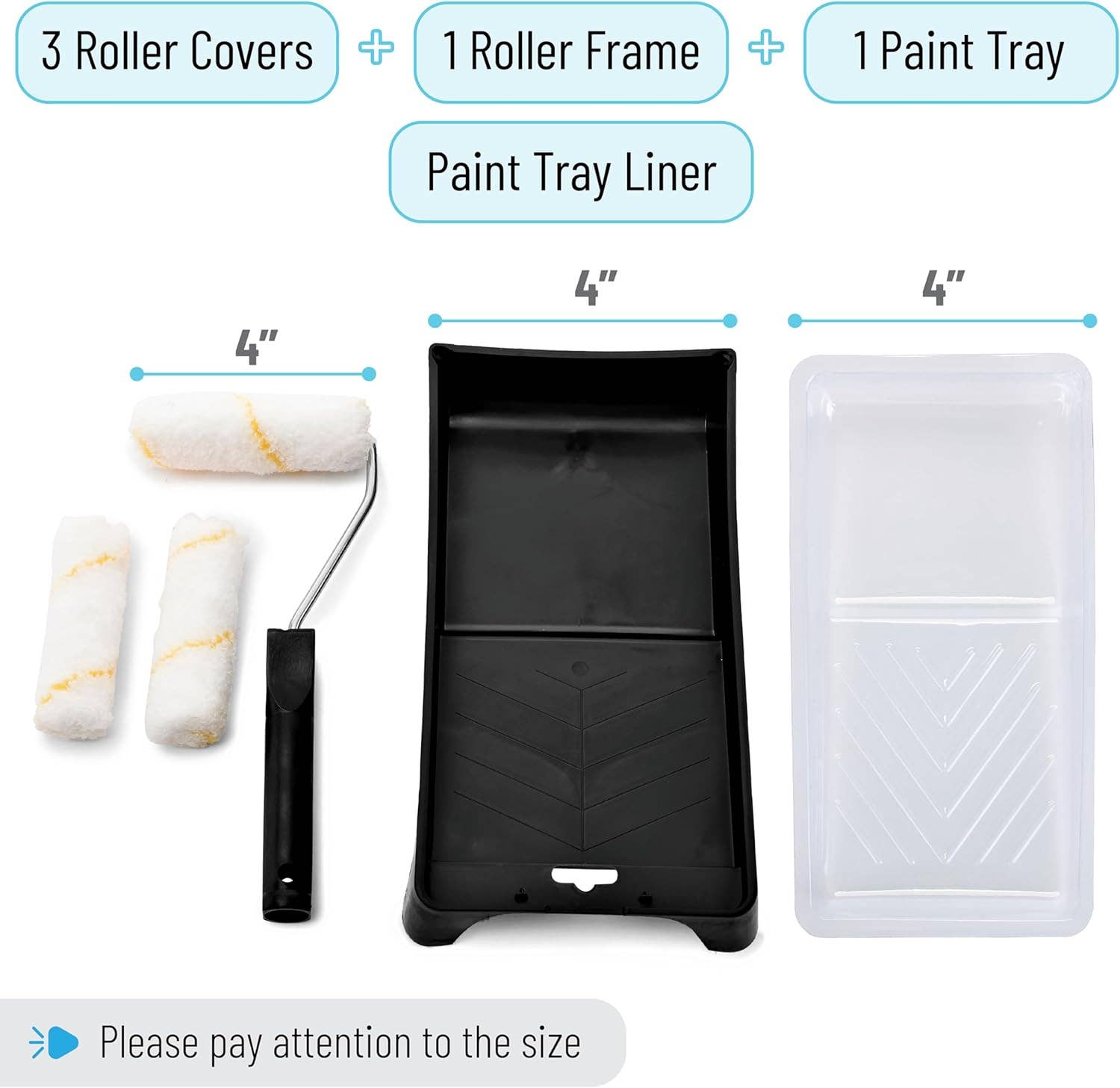 Bates Choice - Wholesale Paint Set - Bates- Paint Tray Set, 6 pcs, 4-Inch Paint Roller Kit1