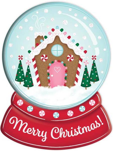 12.25"HX9.25"L GINGRBRD HOUSE SNOW GLOBE RED/EMERALD/ICE BLUE/PINK for wholesale by Waterman's Loft Inc.