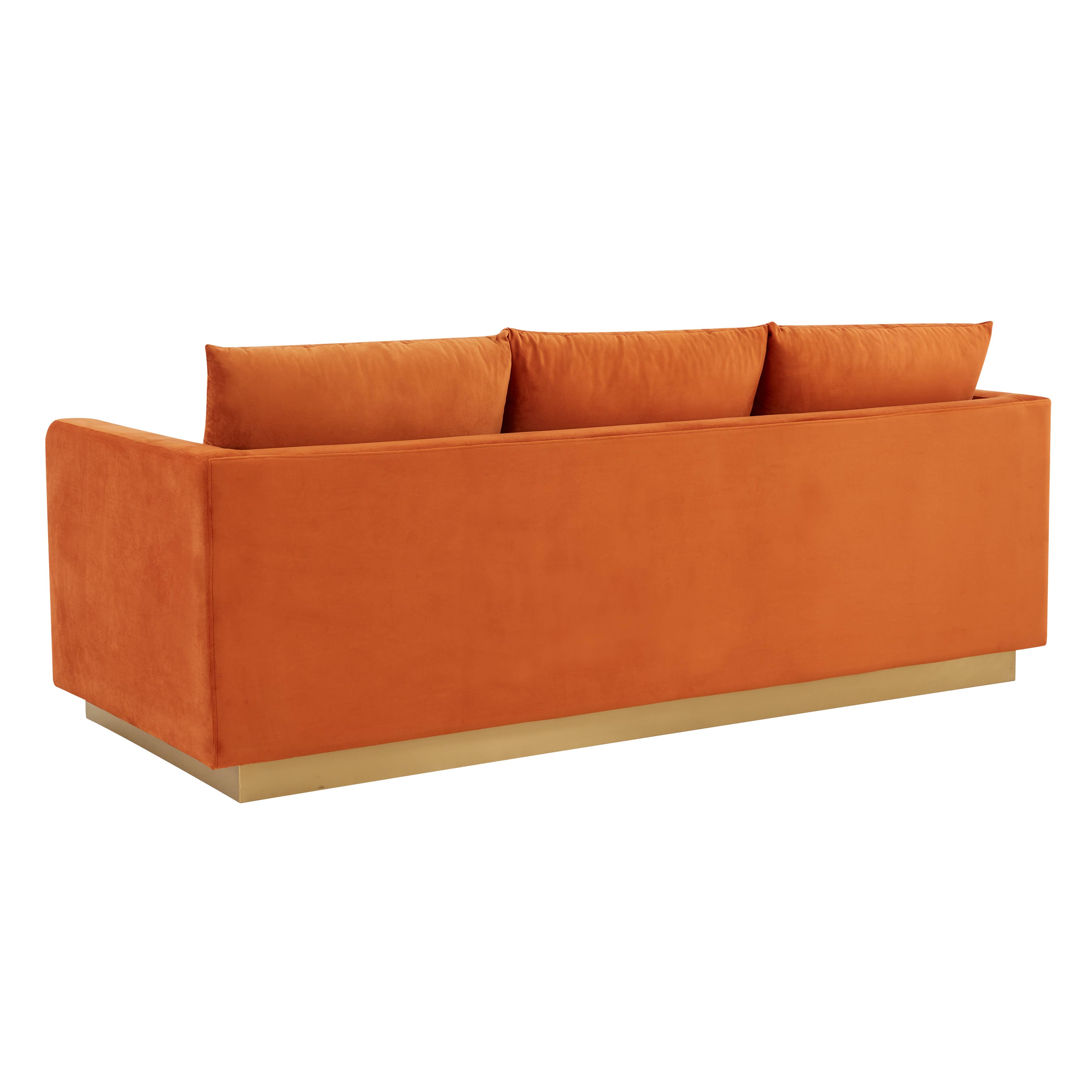 LeisureMod - Wholesale Sofa - Nervo 3-Seater Velvet/Leather Full Sofa with Gold Steel Base18