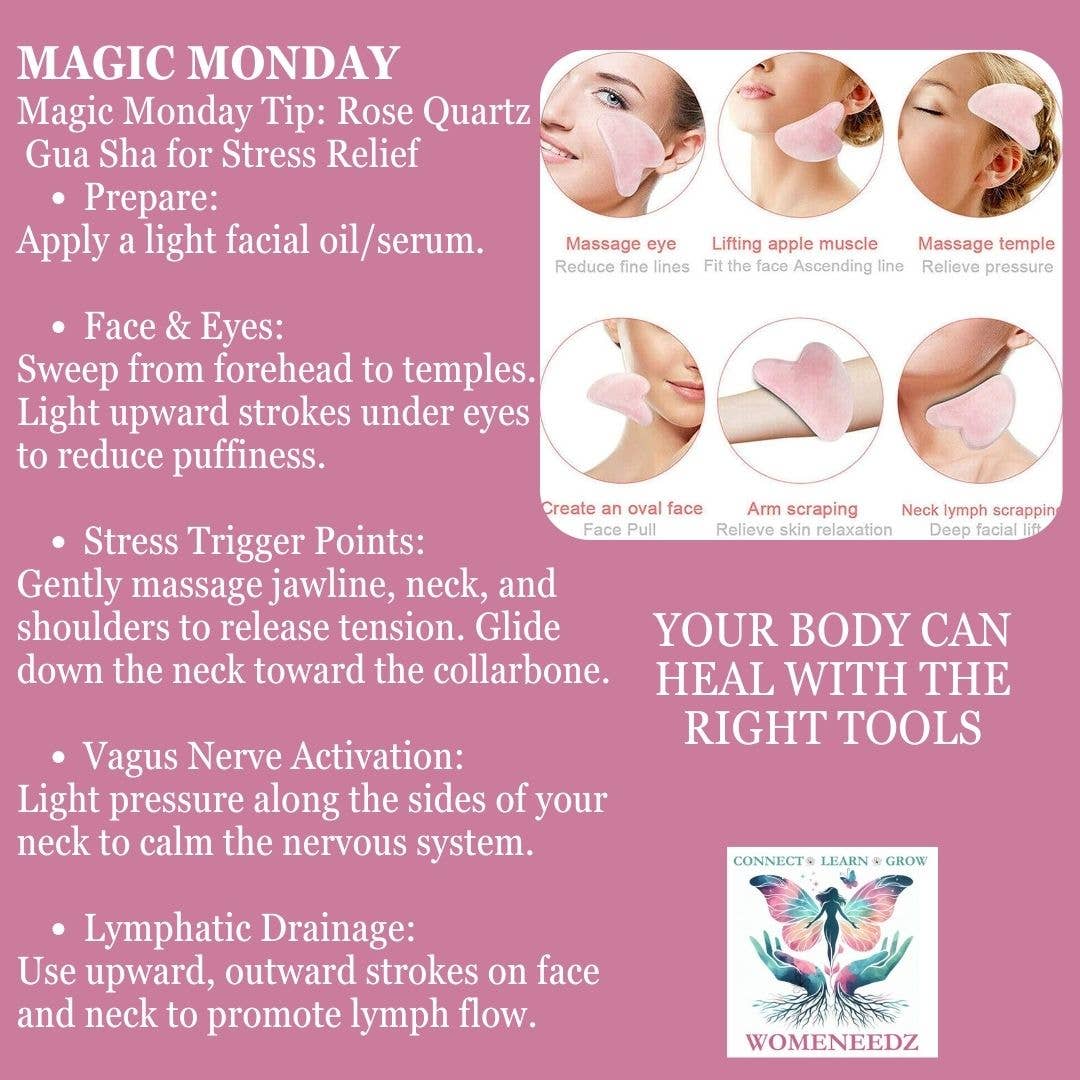 Bare Pits - Wholesale Gua Sha Tool - Rose Quartz or Jade Face & Body Roller Gua Sha Set2