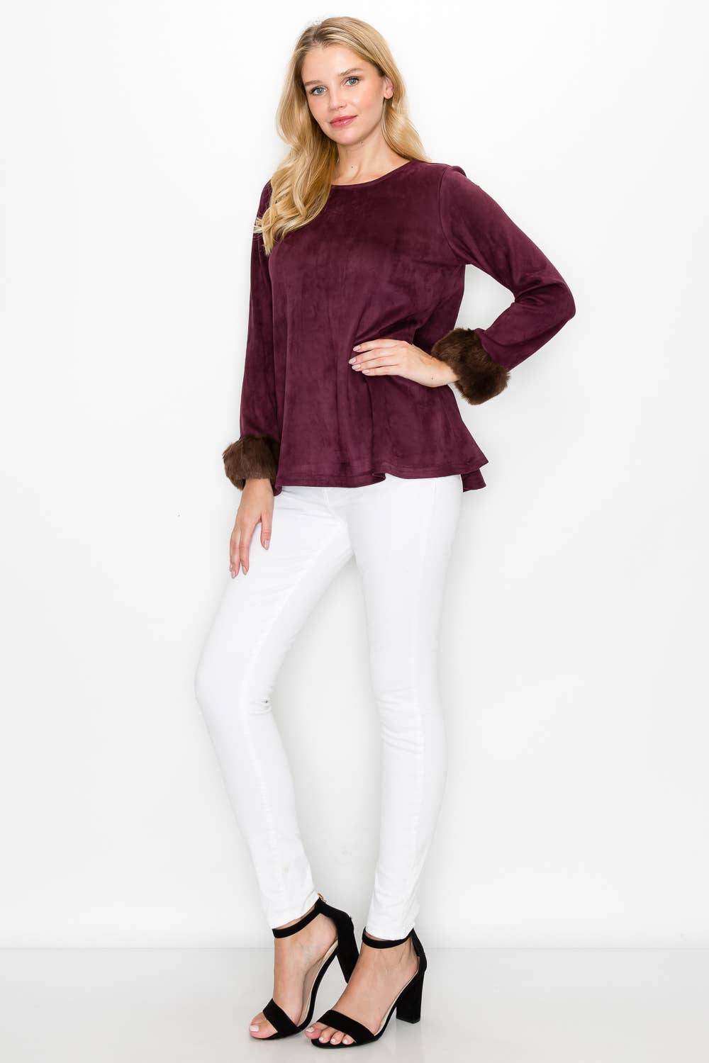 Joh Apparel - Wholesale Tunic - Women's - Anabelle Stretch Suede Fur Top8