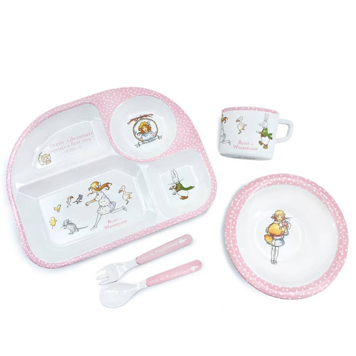 Magnolia Lounge - Wholesale Dinnerware Set - Kids & Baby - Alice in Wonderland Kids 5pcs Bamboo Meal Set0