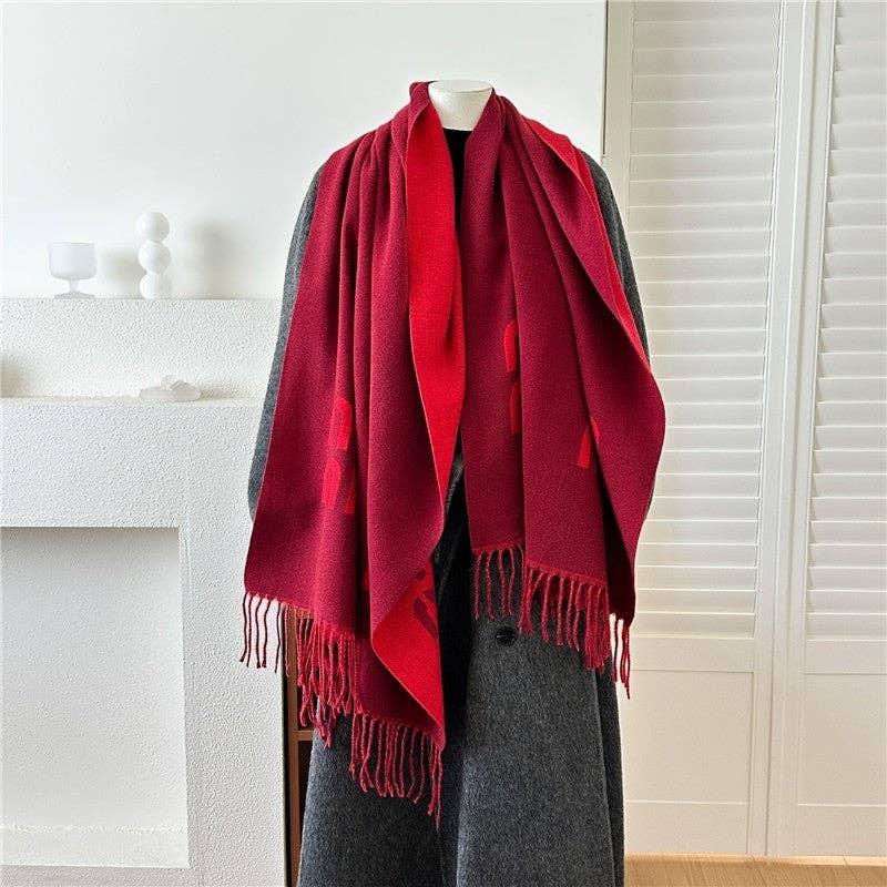 Ekartini - Wholesale Scarf - Women's - Jacquard Fringe Cashmere-Like Scarf0