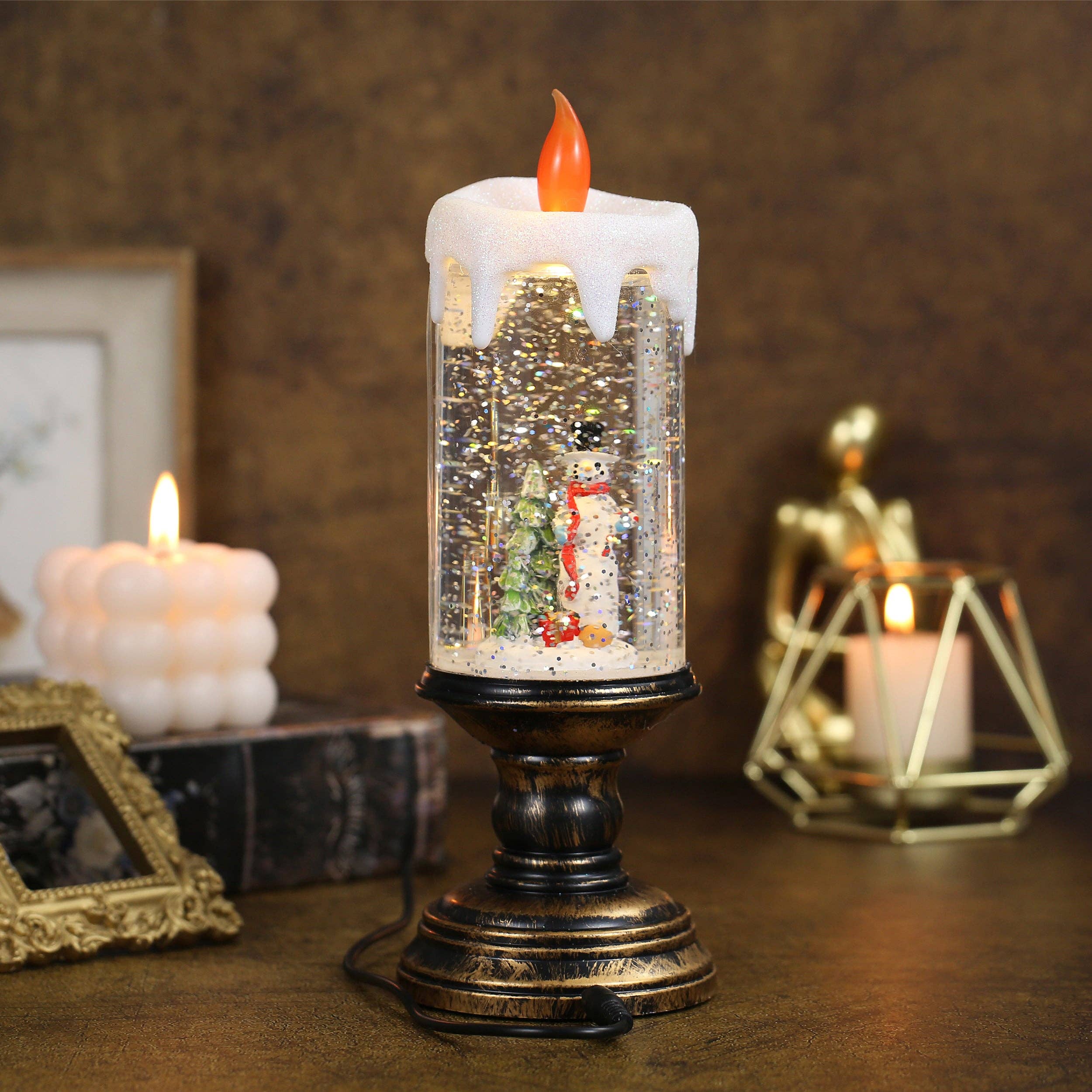SINT - Wholesale Christmas Decoration - SINT Christmas Musical Snow Globe Candlestick Lantern8