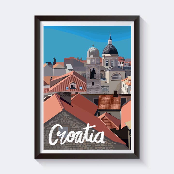 Kroatien Travel Artwork Print - Fås i 6 størrelser for engroshandel hos 2 Sisters