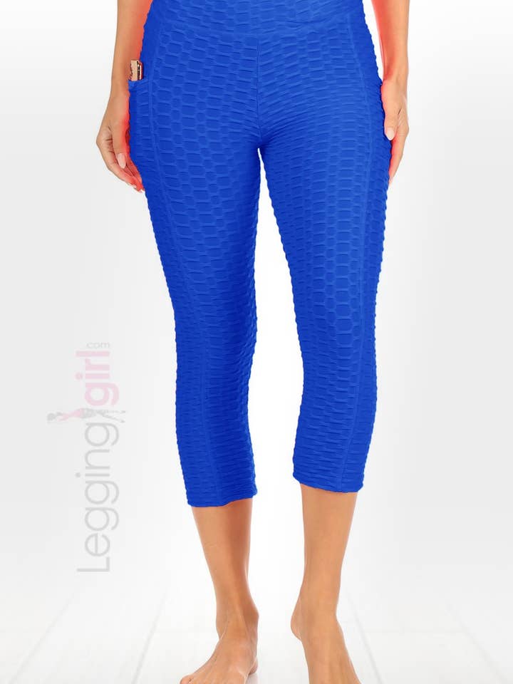 Booty Lift Pocket Capri - Azul Real para venta al por mayor de LeggingGirl.com
