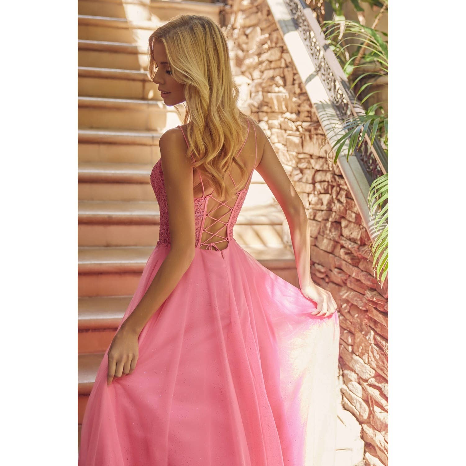 Juliet - Wholesale Gown - Women's - EMBROIDERED SPARKLE TULLE AND STONES ACCENTS  PROM BALL GOWN3