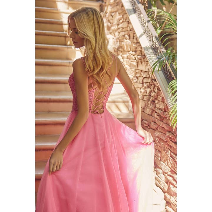 Juliet - Wholesale Gown - Women's - EMBROIDERED SPARKLE TULLE AND STONES ACCENTS PROM BALL GOWN3