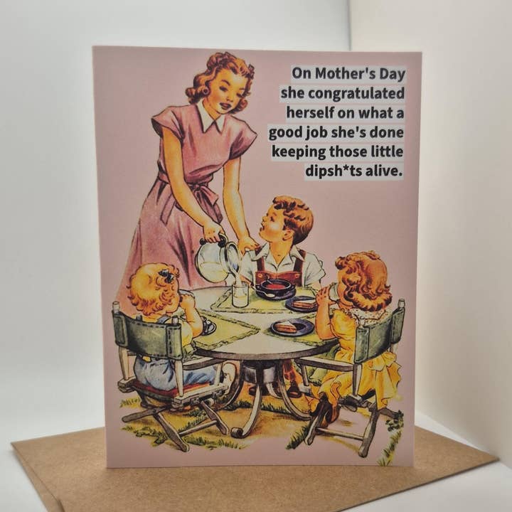 Sarcastic Vintage Housewife Mother's Day Card for wholesale by Push the Envelope Cards