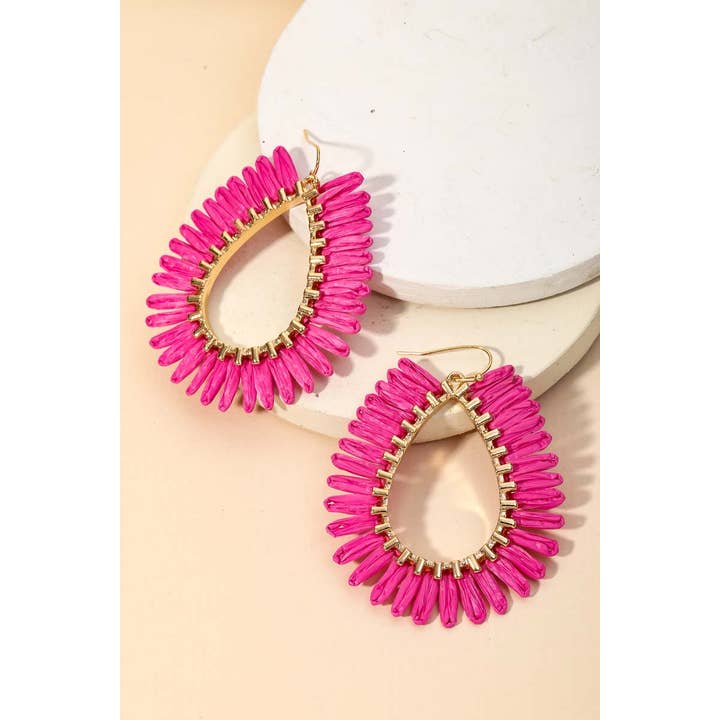 Anarchy Street - Wholesale Hoop Earrings - Raffia Fan Teardrop Earrings