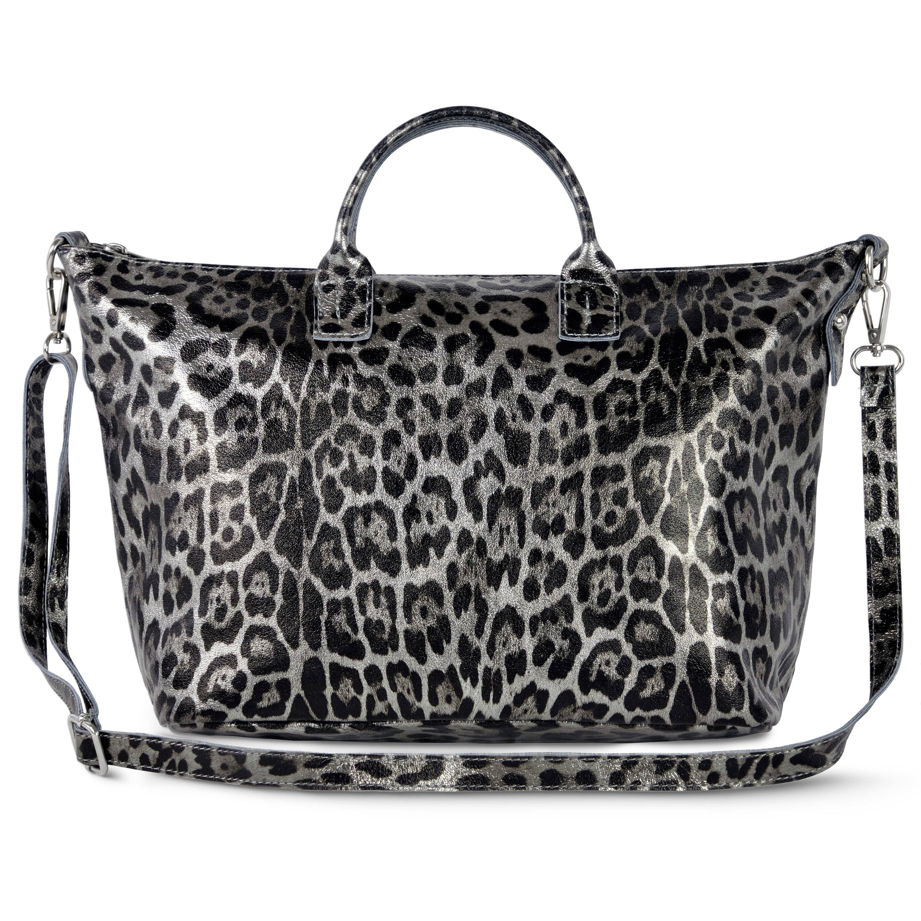 TAKEASY - Vendita all'ingrosso Borsa con manico - Donna - Borsa a Mano in Pelle Scamosciata Metallica Leopardata0