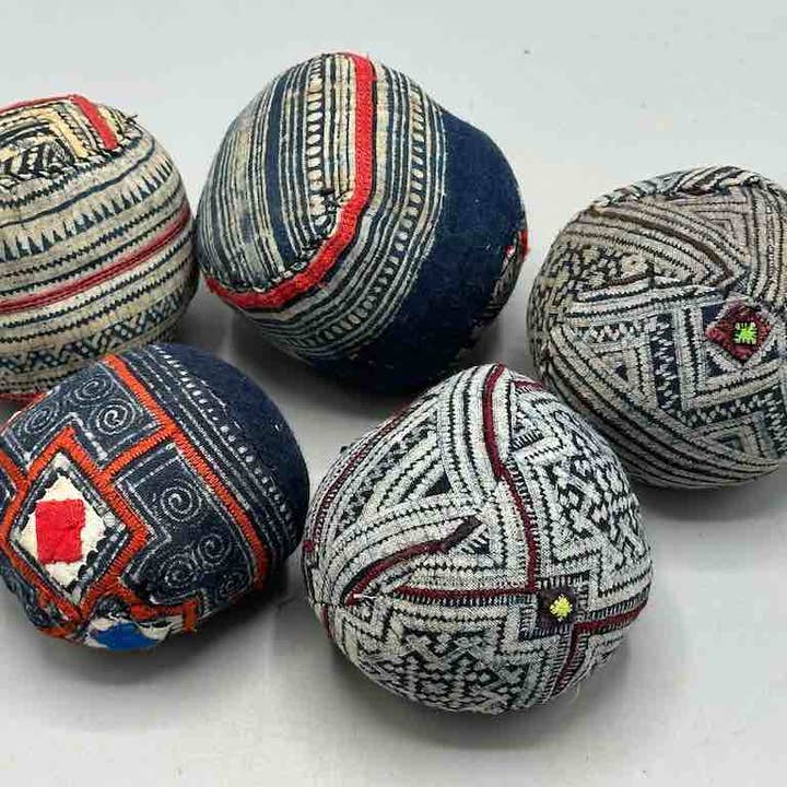 The Niger Bend - Wholesale Decorative Tabletop Object - Hmong Tribal Vietnamese Vintage Cloth Ball13