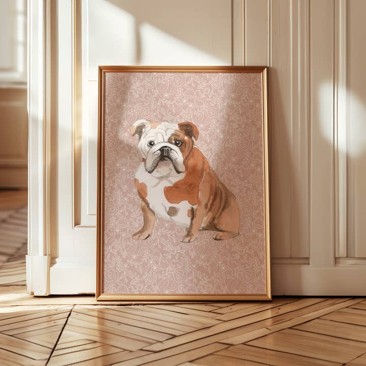 Engelsk Bulldog Vægkunst for engroshandel hos Paperly Creative Co