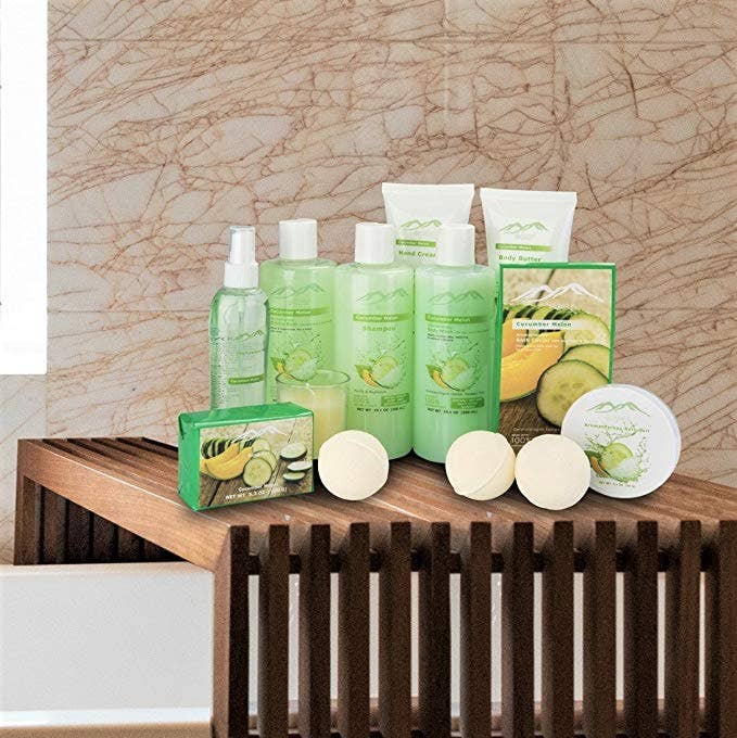 Pure Parker - Wholesale Bath & Body Set - Mothers Day Spa Cucumber Melon 15-Piece Deluxe Gift Basket Bath and Body Set with Essential Oils5