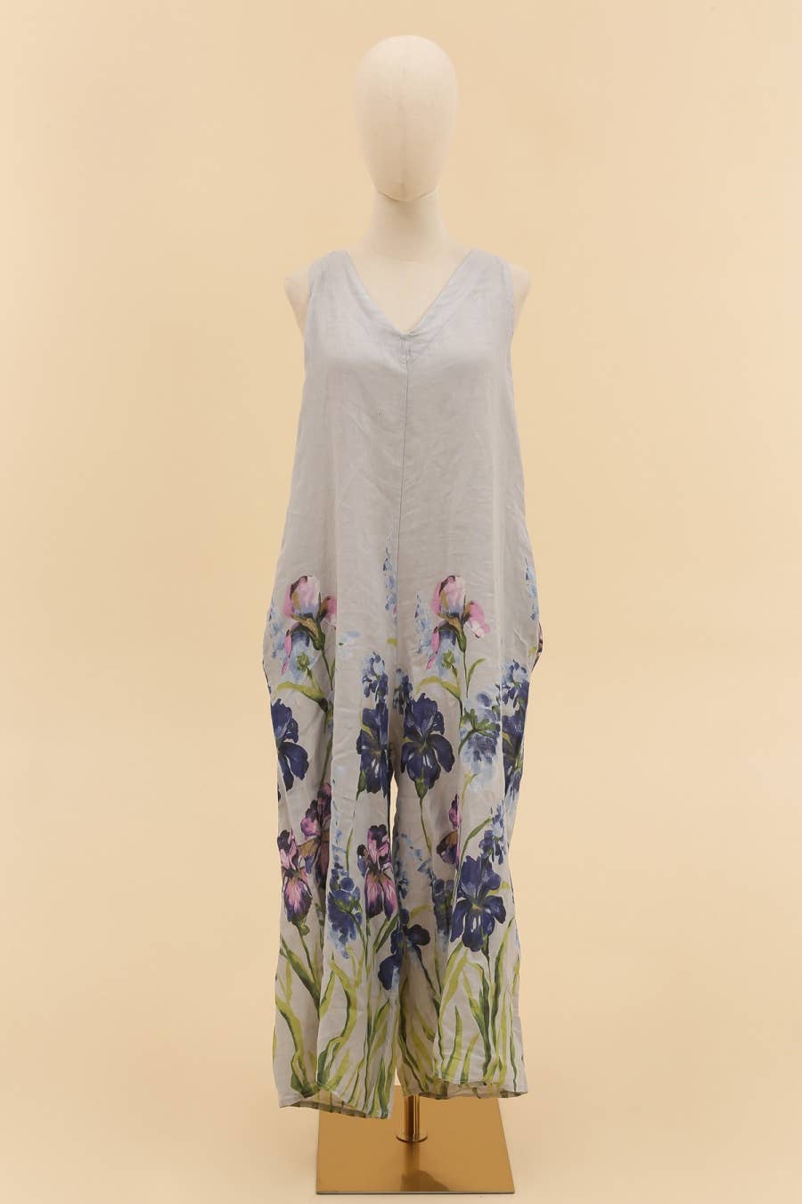 LÉA & LUC - Vente Combinaison – femme - combi  imprimé fleur en 100% lin REF. 38621