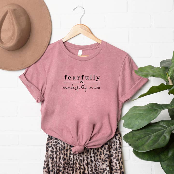 Uplifting Threads Co Wholesale - Wholesale Screen Printed T-Shirt - Women's - Fearfully And Wonderfully Made Stripe | Short Sleeve Tee1